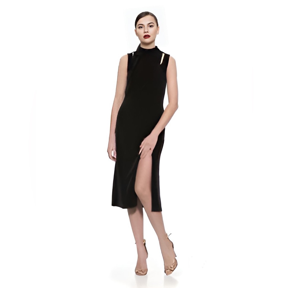 NEW Alexia Admor Black Velvet Cut-Out Sleeveless Front Slit Midi Dress
